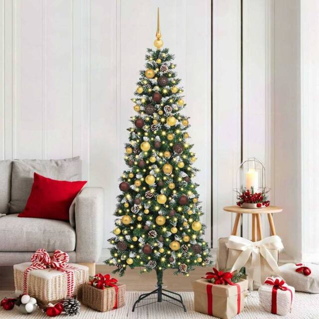 Berkfield Home Artificial Christmas Tree with 300 LEDs Green 76 x 76 x 180 cm - image 1