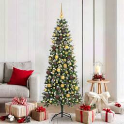 Berkfield Home Artificial Christmas Tree with 300 LEDs Green 76 x 76 x 180 cm - thumbnail 1