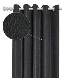 New Edge Blinds Wave Woven Jacquard Curtains in Navy in Black - Size: 228 cm width x 183 cm drop - thumbnail 2