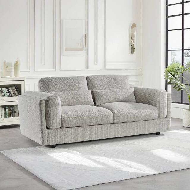 Furnishings For Less UK Bali Modern Chenille Textured Fabric 3 Seater Sofa Grey - image 1