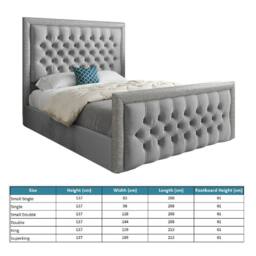 Casani Thorpe Glitter Border Upholstered Grey Soft Velvet Designer Bed Frame - Size: Super King - thumbnail 8