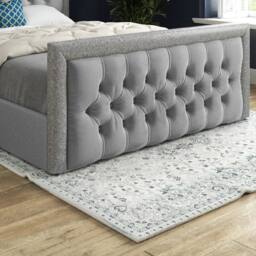 Casani Thorpe Glitter Border Upholstered Grey Soft Velvet Designer Bed Frame - Size: Super King - thumbnail 7