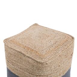 Wyld and Coco Coastline Home Grey Jute and Cotton Knit Pouf Ottoman 44 x 44 cm - thumbnail 4