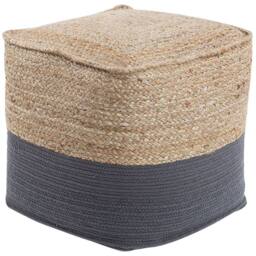 Wyld and Coco Coastline Home Grey Jute and Cotton Knit Pouf Ottoman 44 x 44 cm - thumbnail 2