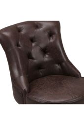Living and Home Mid-Back Leather Buttoned Swivel Office Chair in Brown - thumbnail 5