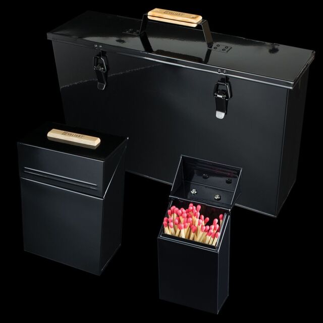 Valiant Ash Carrier Box, Firelighter Storage & Match Holder - Gloss Lacquer Finish in Black - image 1