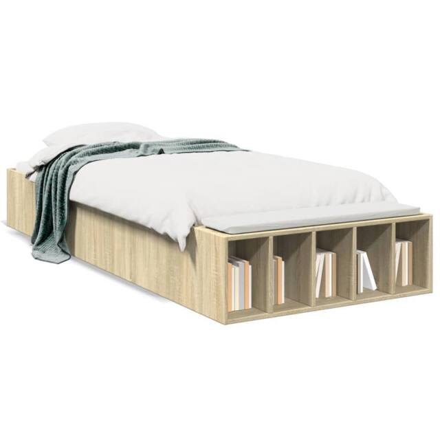 Berkfield Home Bed Frame without Mattress Sonoma Oak 90x190 cm Single in Light Tan - image 1