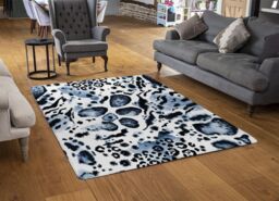 Benjamin Tate Design Blue Leopard Print Designer Rug in Natural - Size: Large - thumbnail 2