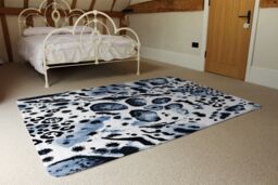 Benjamin Tate Design Blue Leopard Print Designer Rug in Natural - Size: Large - thumbnail 3
