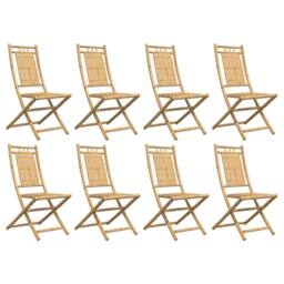 Berkfield Home Beautiful Folding Garden Chairs 8 pcs 46x66x99 cm Bamboo in Brown - Size: 46 x 66 x 99 cm - thumbnail 4