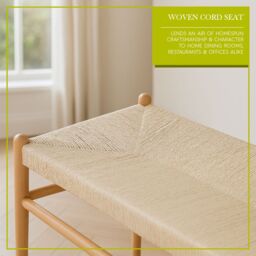 Nicholas Winter Wooden Scandi Danish Style Dining Benches - Natural/Natural - Pack of 2 in Natural - thumbnail 4