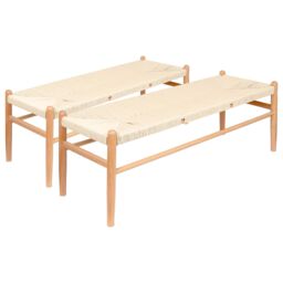 Nicholas Winter Wooden Scandi Danish Style Dining Benches - Natural/Natural - Pack of 2 in Natural - thumbnail 1