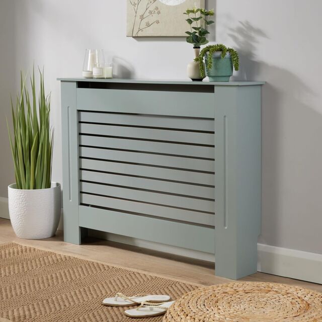 Home Source Radiator Cover Wooden MDF Grill Cabinet Entryway Hallway Shelf in Grey - image 1