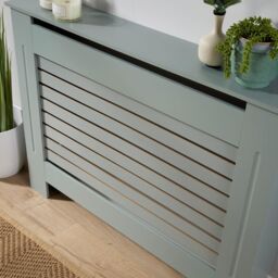 Home Source Radiator Cover Wooden MDF Grill Cabinet Entryway Hallway Shelf in Grey - thumbnail 4
