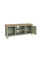FWStyle Large 2 Door TV Unit Assembled Sage Green Oak Living Room - thumbnail 3