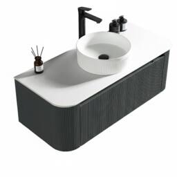 Bathroom Kingdom Flauto Smoked Sage Wall Hung Vanity Basin 1070mm in Charcoal