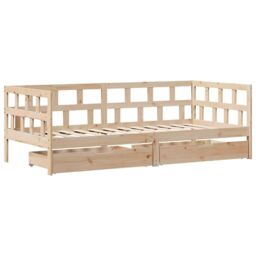 Berkfield Home Daybed with Drawers without Mattress 90x190 cm Single Solid Wood in Brown - thumbnail 3