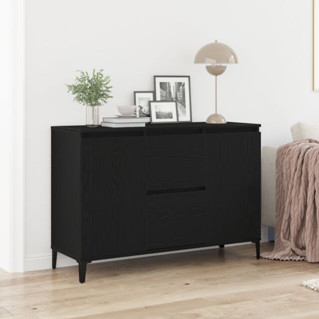 Berkfield Home Black Oak Sideboard - 104x35x70 cm, Made from Engineered Wood - Size: 104 x 35 x 70 cm - image 1