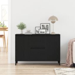 Berkfield Home Black Oak Sideboard - 104x35x70 cm, Made from Engineered Wood - Size: 104 x 35 x 70 cm - thumbnail 4