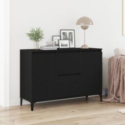 Berkfield Home Black Oak Sideboard - 104x35x70 cm, Made from Engineered Wood - Size: 104 x 35 x 70 cm - thumbnail 1