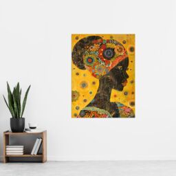 "Artery8 African Woman Portrait Colourful Detailed Artwork Wall Art Print in Yellow - Size: W24"" x H32""" - thumbnail 4