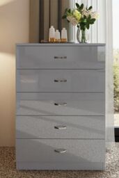 FWStyle Chilton Grey Gloss 5 Drawer Chest (H) 100cm (W) 70cm (D) 40cm - thumbnail 2
