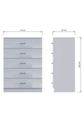 FWStyle Chilton Grey Gloss 5 Drawer Chest (H) 100cm (W) 70cm (D) 40cm - thumbnail 6