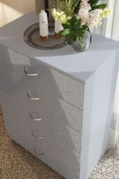 FWStyle Chilton Grey Gloss 5 Drawer Chest (H) 100cm (W) 70cm (D) 40cm - thumbnail 3