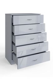 FWStyle Chilton Grey Gloss 5 Drawer Chest (H) 100cm (W) 70cm (D) 40cm - thumbnail 5