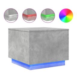 Berkfield Home Coffee Table with LED Lights Concrete Grey 50x50x40 cm - Size: 50 x 50 x 40 cm - thumbnail 2