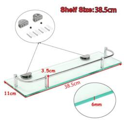 Garden Sanctuary Shelf Tempered Glass 6MM Thick Storage Organizer Wall Mounted Bathroom in Silver - thumbnail 4