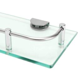 Garden Sanctuary Shelf Tempered Glass 6MM Thick Storage Organizer Wall Mounted Bathroom in Silver - thumbnail 6