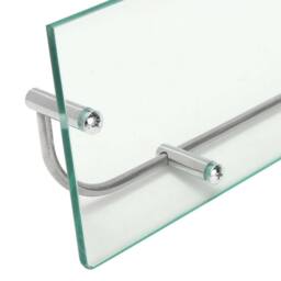 Garden Sanctuary Shelf Tempered Glass 6MM Thick Storage Organizer Wall Mounted Bathroom in Silver - thumbnail 8