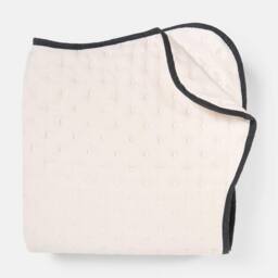 OHS Scallop Edge Quilted Throw Lightweight Blanket Bedspread in Cream - Size: 150 cm × 200 cm - thumbnail 4