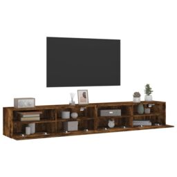 Berkfield Home TV Wall Cabinets 2 pcs Smoked Oak 100x30x30 cm Engineered Wood in Brown - Size: 100 x 30 x 30 cm - thumbnail 5