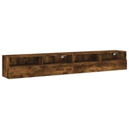 Berkfield Home TV Wall Cabinets 2 pcs Smoked Oak 100x30x30 cm Engineered Wood in Brown - Size: 100 x 30 x 30 cm - thumbnail 2
