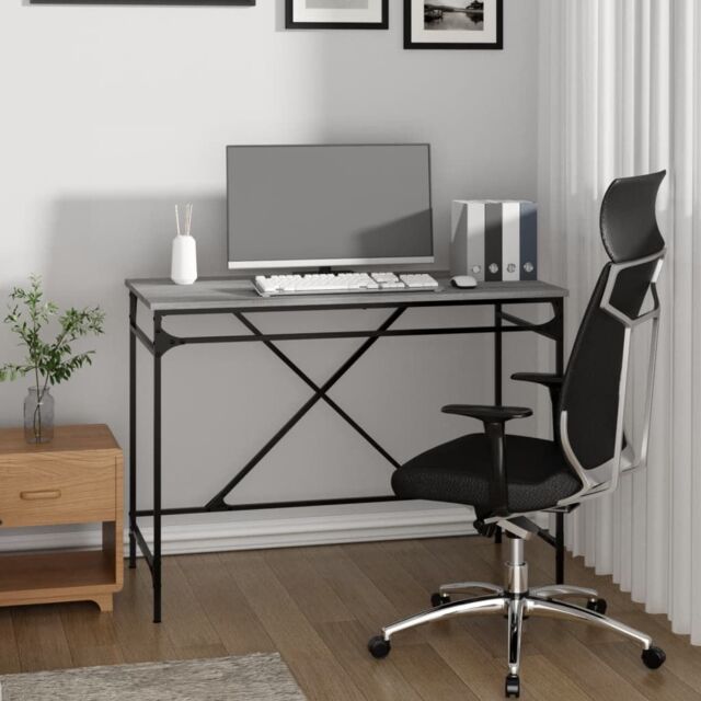 Berkfield Home Desk Grey Sonoma 100x50x75 cm Engineered Wood & Iron - Size: 100 x 50 x 75 cm - image 1