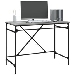 Berkfield Home Desk Grey Sonoma 100x50x75 cm Engineered Wood & Iron - Size: 100 x 50 x 75 cm - thumbnail 4
