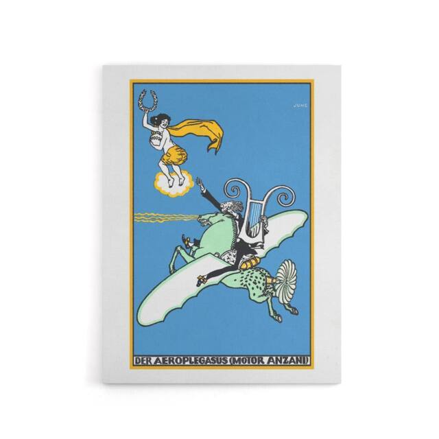 "Artery8 The Aeroplegasus Motor Anzani Advert Jung Canvas Wall Art Print in Blue - Size: W12"" x H16""" - image 1