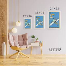 "Artery8 The Aeroplegasus Motor Anzani Advert Jung Canvas Wall Art Print in Blue - Size: W12"" x H16""" - thumbnail 4