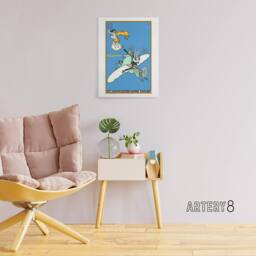 "Artery8 The Aeroplegasus Motor Anzani Advert Jung Canvas Wall Art Print in Blue - Size: W12"" x H16""" - thumbnail 3