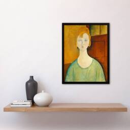 Artery8 Amedeo Modigliani Framed Wall Art Print in Green Blouse Portrait in Brown - Size: A4 - thumbnail 2