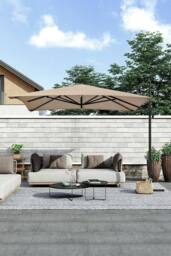 Garden Sanctuary Square Rotating Outdoor Cantilever Parasol in Taupe - thumbnail 1