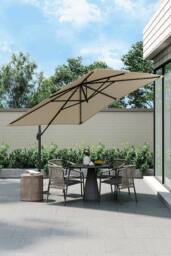 Garden Sanctuary Square Rotating Outdoor Cantilever Parasol in Taupe - thumbnail 2