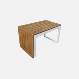 sweeek 4-seater Modular Aluminium & Acacia Garden Lounge Set in Beige - thumbnail 6