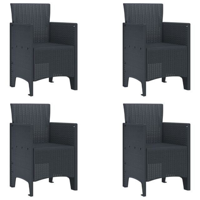 Berkfield Home Garden Chair Set of 4 Anthracite Poly Rattan Medium Lightweight - image 1