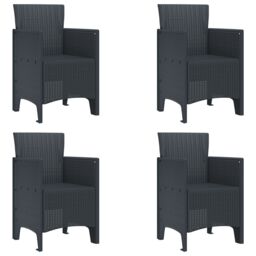 Berkfield Home Garden Chair Set of 4 Anthracite Poly Rattan Medium Lightweight - thumbnail 2
