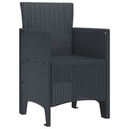 Berkfield Home Garden Chair Set of 4 Anthracite Poly Rattan Medium Lightweight - thumbnail 4