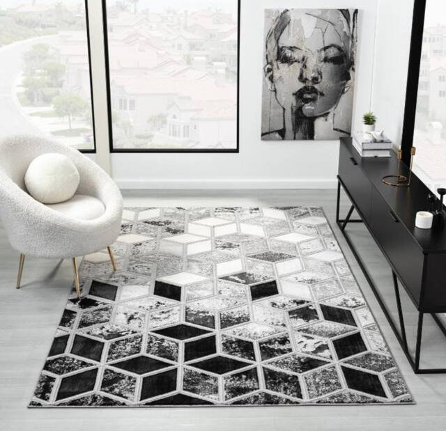 DS Living Carrara Dark Grey-Silver Rug Collection in Silver - Size: 200 cm x 290 cm - image 1