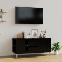 Berkfield Home TV Cabinet Black 102x44.5x50 cm Engineered Wood - thumbnail 1